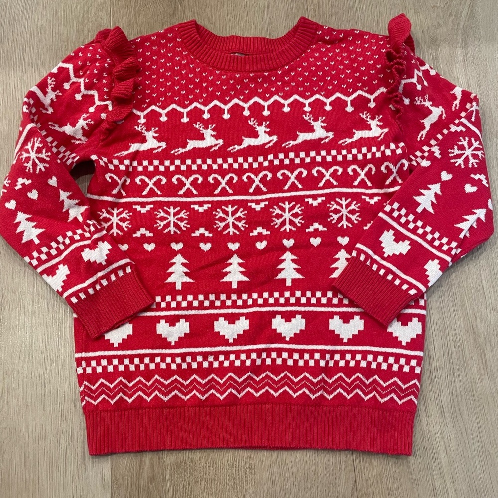 Andy & Evan Red and White Heart Pattern Sweater